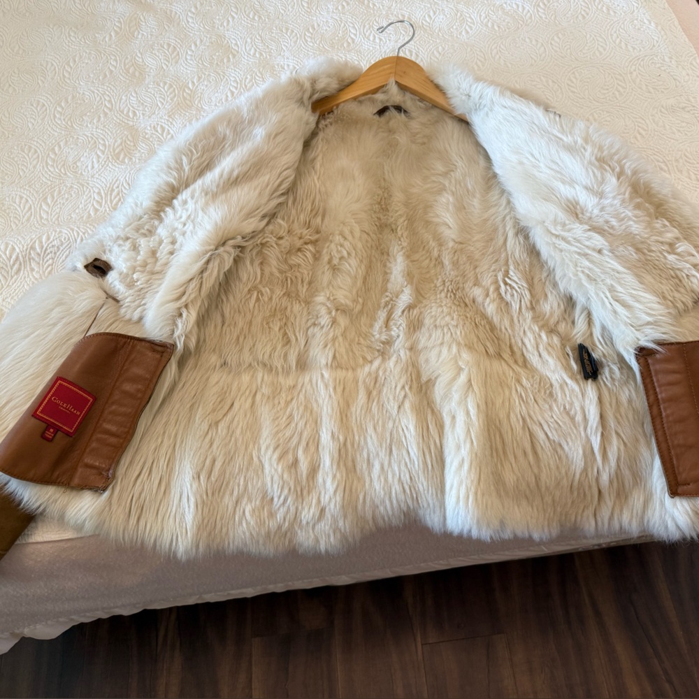COLE HAAN Lambskin Suede Jacket with fur lining. Penny Lane Jacket - Picture 5 of 16